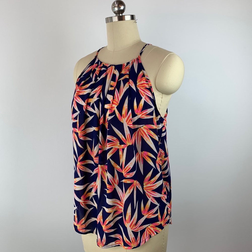 Alice Blue Halter Tank Tropical Print NWOT